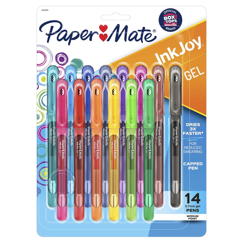 Paper Mate InkJoy Gel Pens, Medium Point (0.7mm), Assorted Colors, Capped, 14 Count - Journaling, Note-Taking, College, School Supplies, Teacher Gift - Image 1